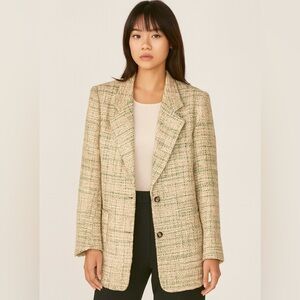 Women’s Vintage Y2K Glam Cache Metallic Thread Tweed Single Button Blaze…